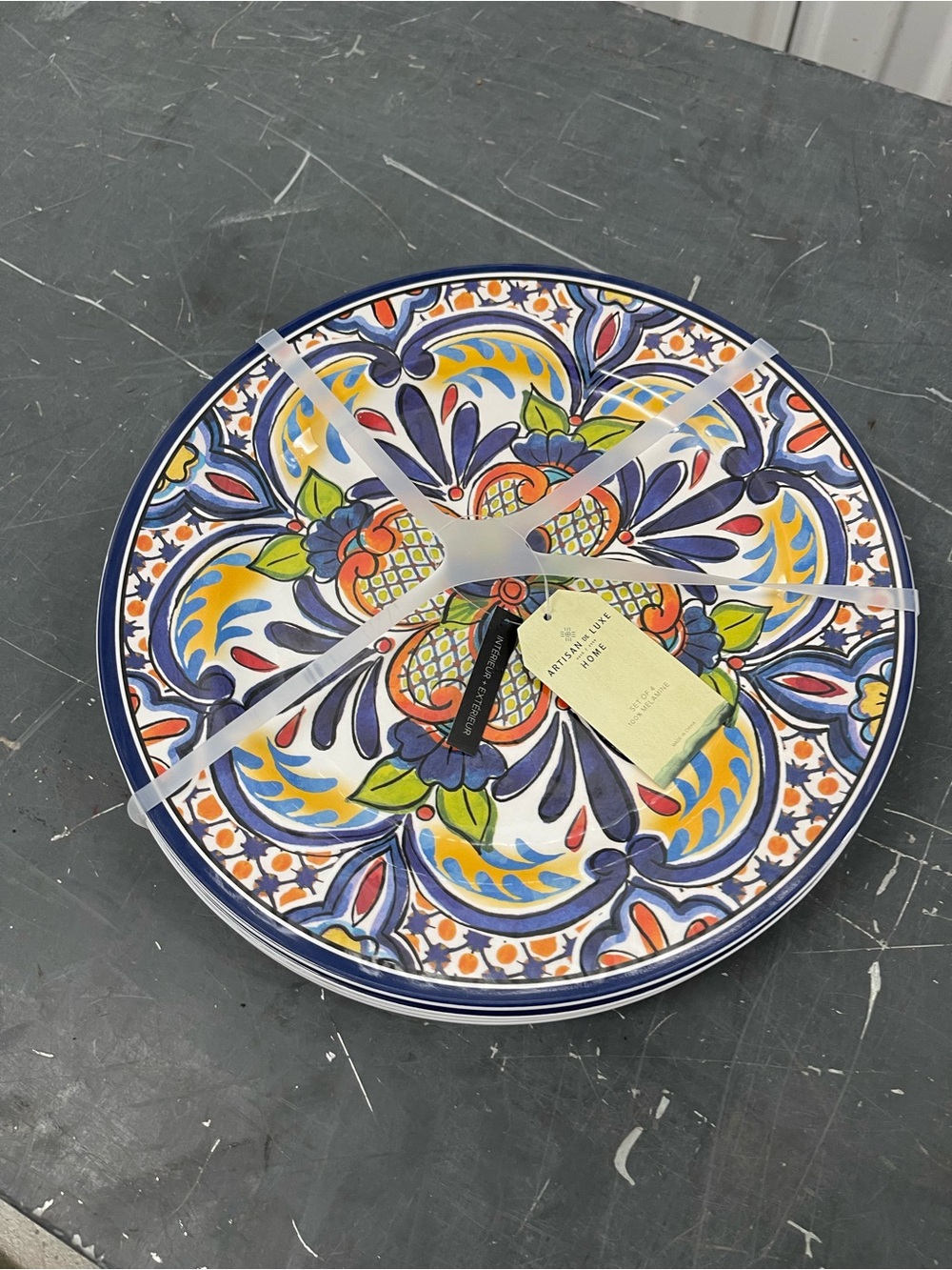 Set 4 Melamine 11” Dinner Plates
Artisan De Luxe Blue Spanish Medallion NEW